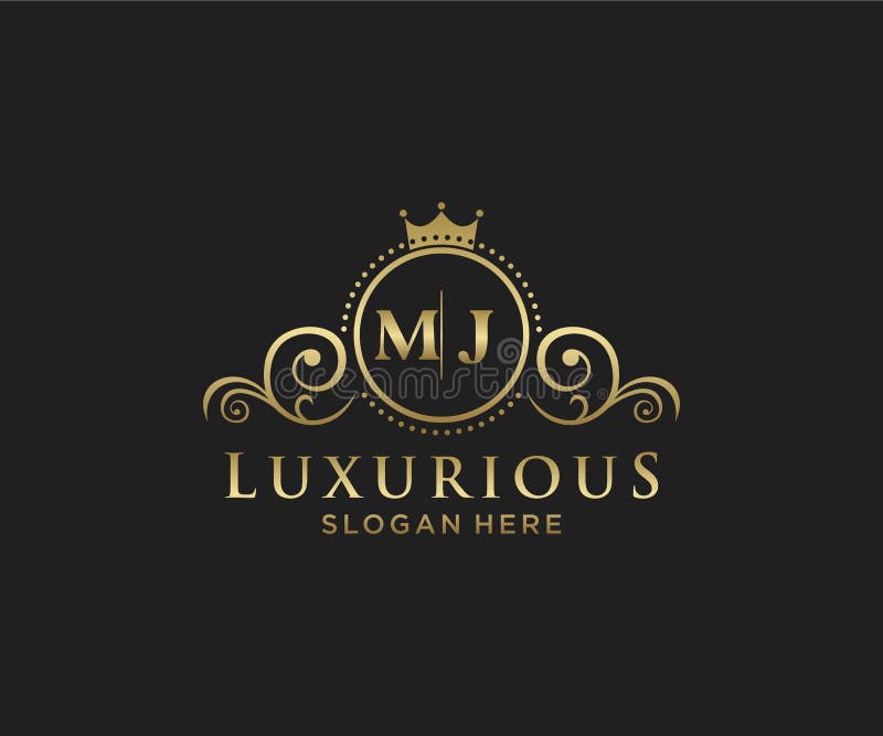 Initial MJ Letter Royal Luxury Logo Template in Vector Art for ...