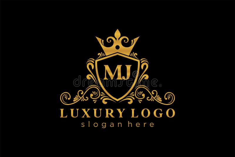 Initial MJ Letter Royal Luxury Logo Template in Vector Art for ...