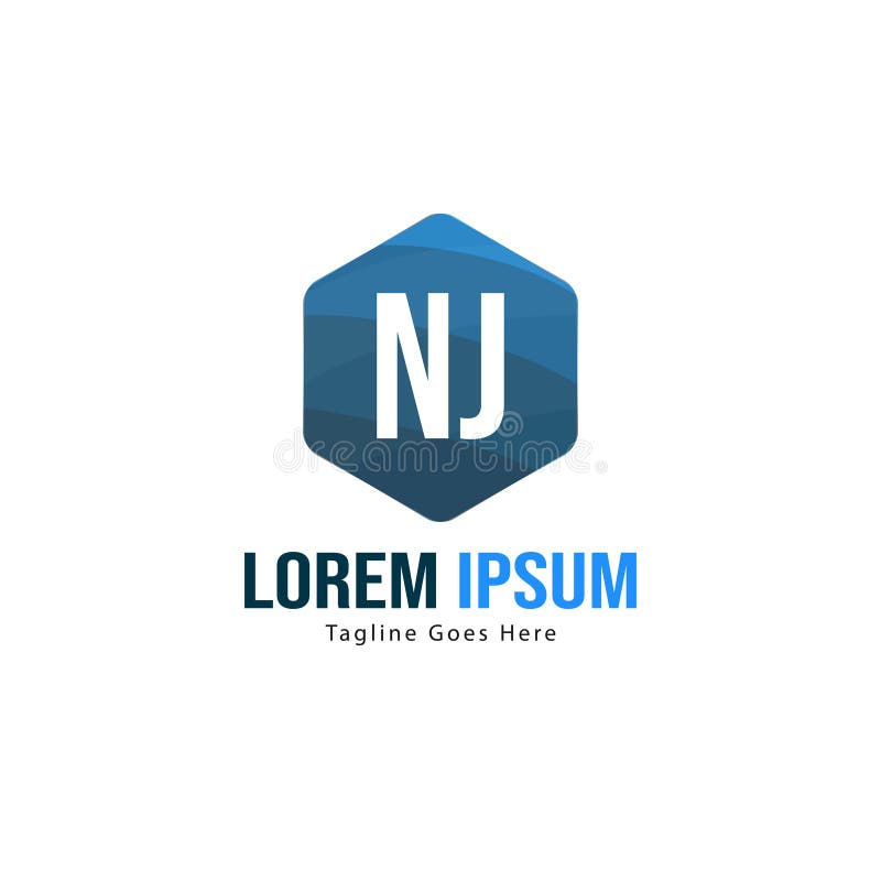 Initial NJ Logo Template with Modern Frame. Minimalist NJ Letter Logo