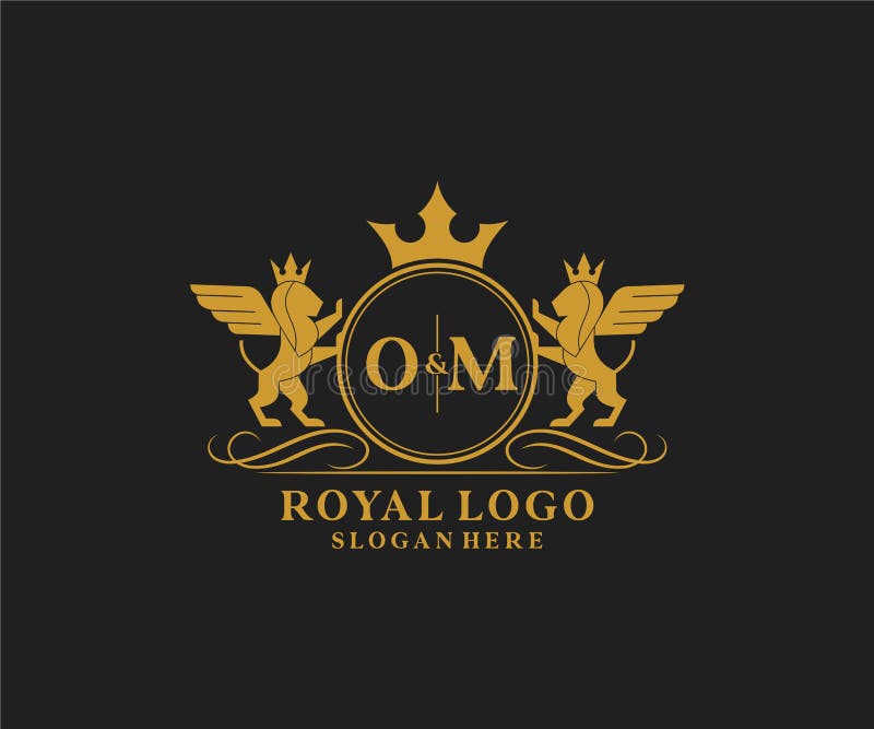 Initial OM Letter Lion Royal Luxury Heraldic,Crest Logo Template in ...