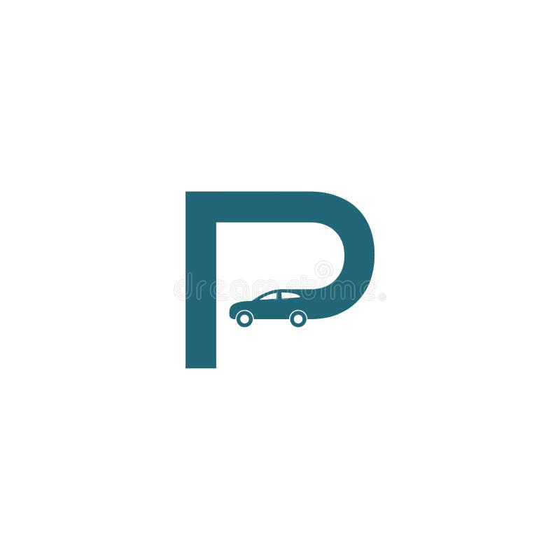 Initial P Creative with car vector illustration Initial P Creative with car vector illustration