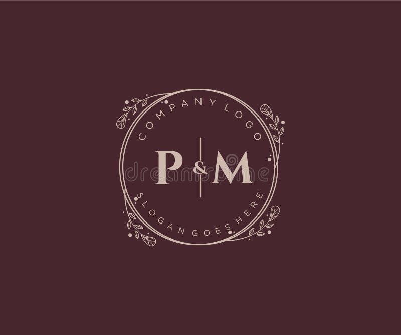 wedding monogram pm logo design