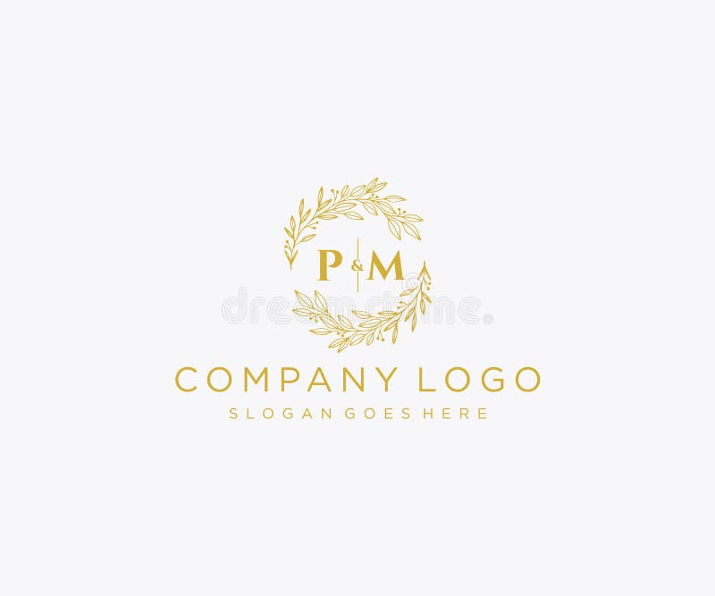 Letter PM initial monogram logo design, wedding, fashion, make up logo  template Stock Vector