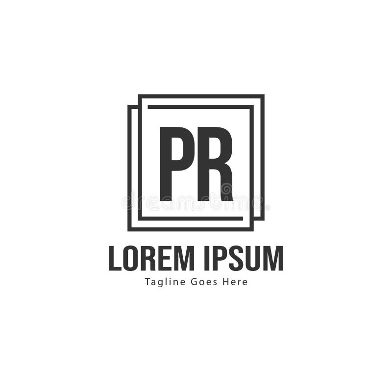 Initial PR Logo Template with Modern Frame. Minimalist PR Letter Logo