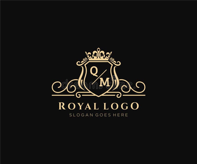 Initial QM Letter Luxurious Brand Logo Template, for Restaurant ...