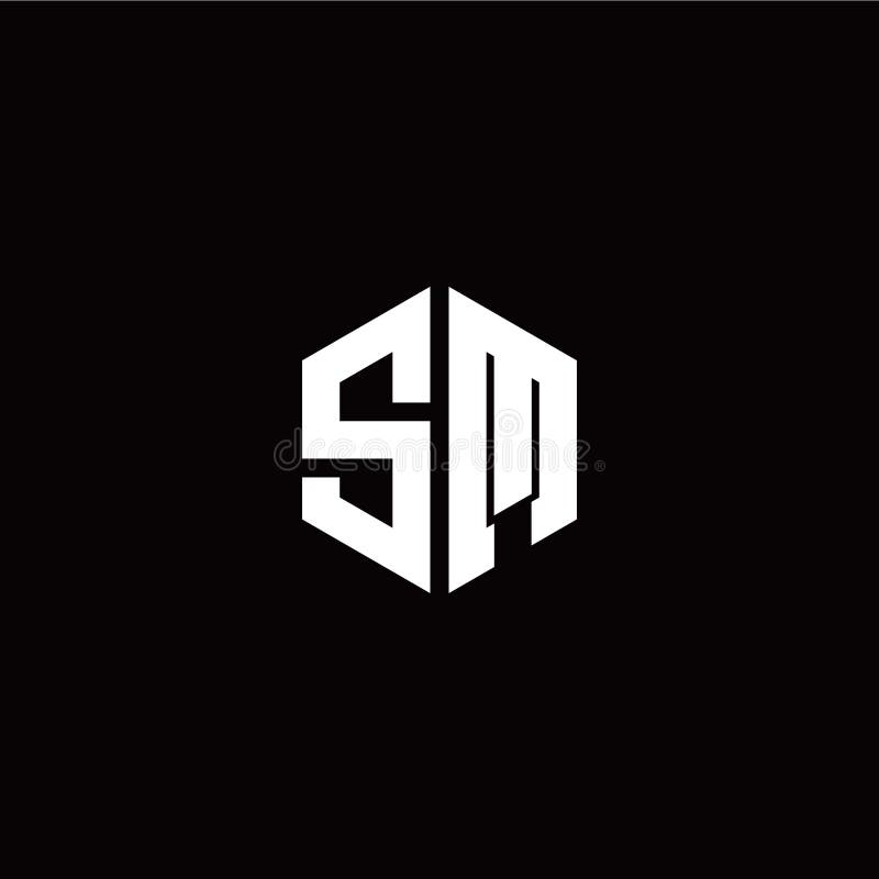 Initial S M Letter with Polygon Modern Style Logo Template Vector Stock ...