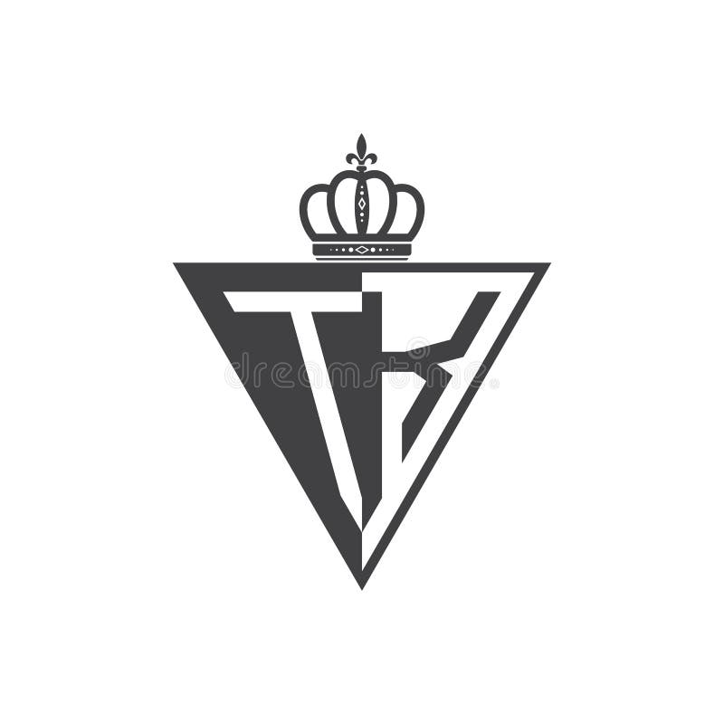 Initial svart för triangel för logo för TK för två bokstav halv vektor illustrationer Initial svart för triangel för logo för TK för två bokstav halv vektor illustrationer