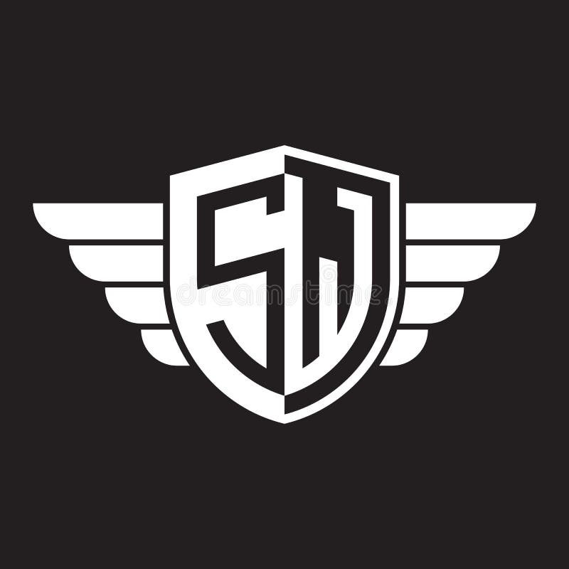 Initial Two Letter SW Logo Shield with Wings Vector White Color Stock