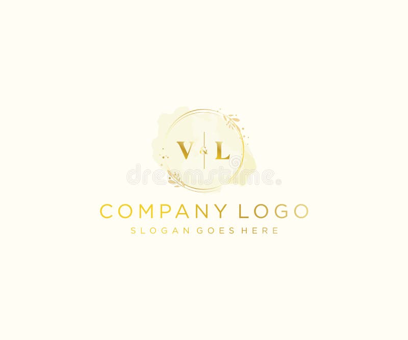 Vl initial letter gold calligraphic feminine Vector Image
