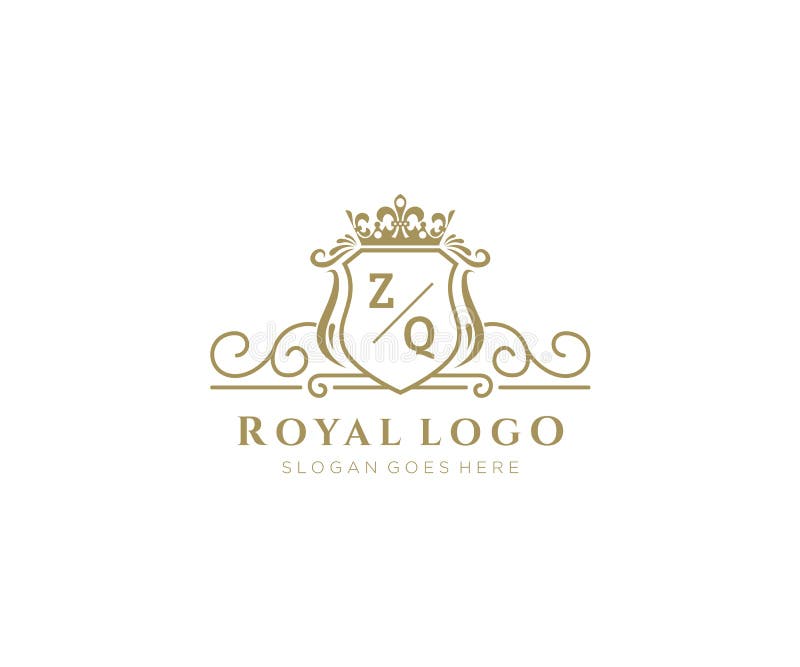 Initial Zq Letter Luxurious Brand Logo Template For Restaurant