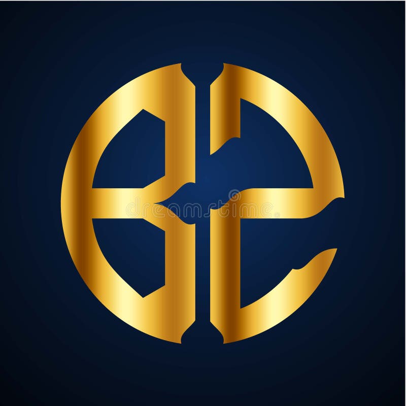 Initials B Z circular shape and elegant gold color royalty free illustration