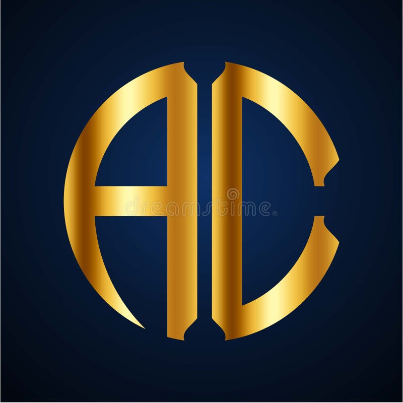 Initials A C circular shape and elegant gold color vector illustration