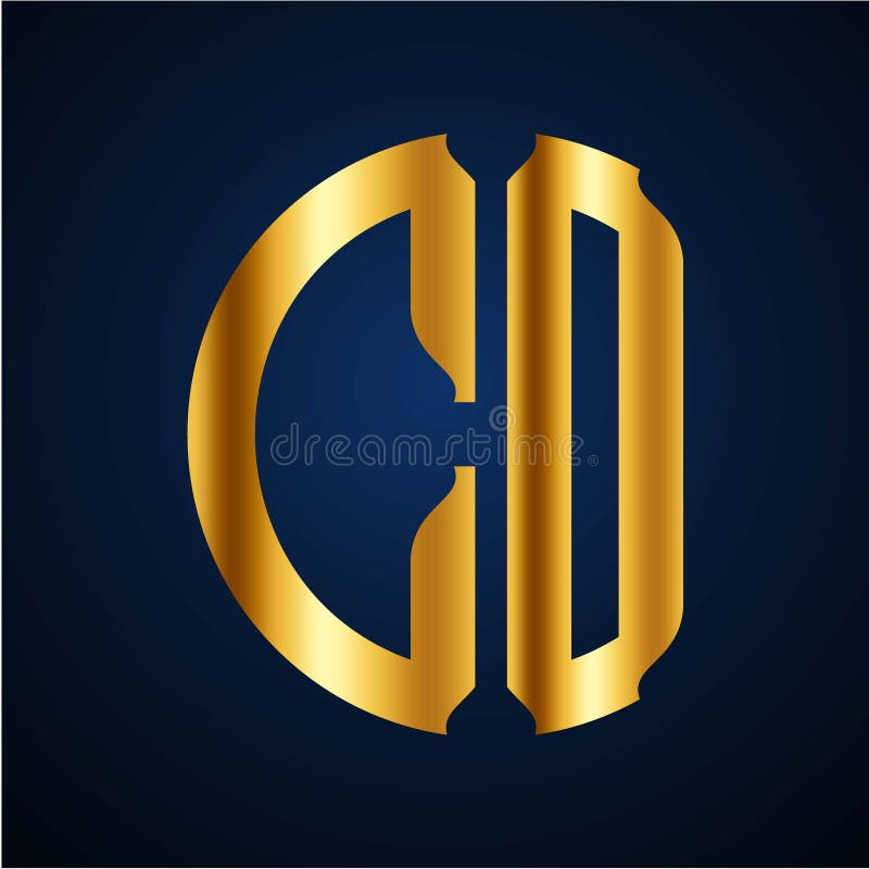 Initials C O circular shape and elegant gold color stock illustration