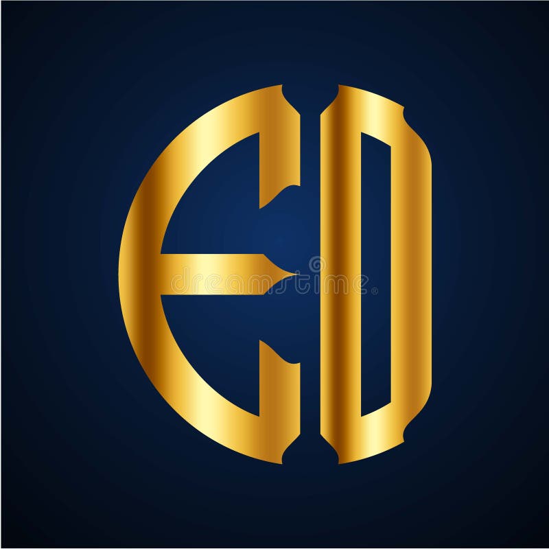 Initials E O circular shape and elegant gold color royalty free illustration
