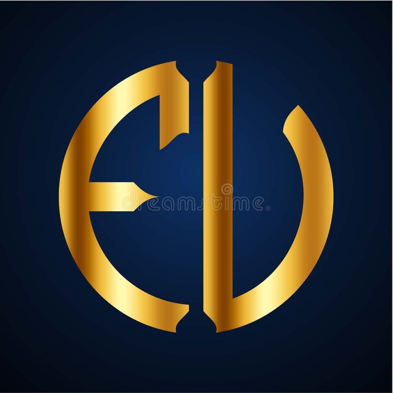 Initials F U circular shape and elegant gold color royalty free illustration