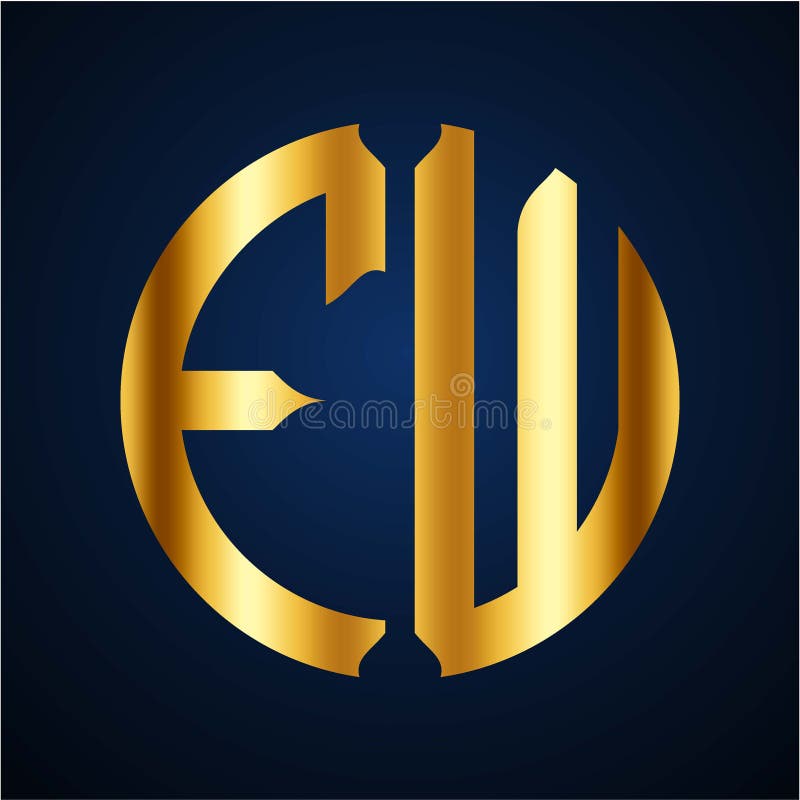 Initials F W circular shape and elegant gold color vector illustration