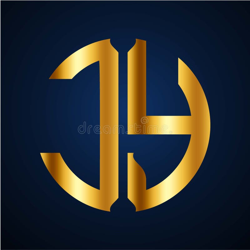 Initials J Y circular shape and elegant gold color vector illustration