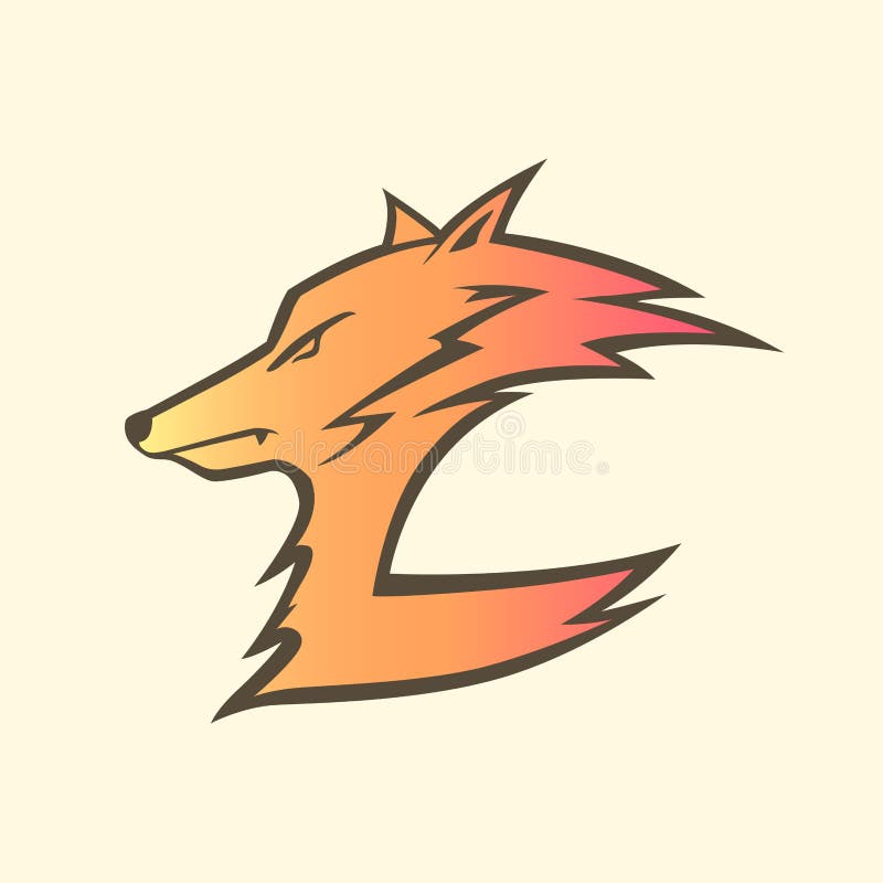 Initials letter design logo c with wolf vector logo vector illustration