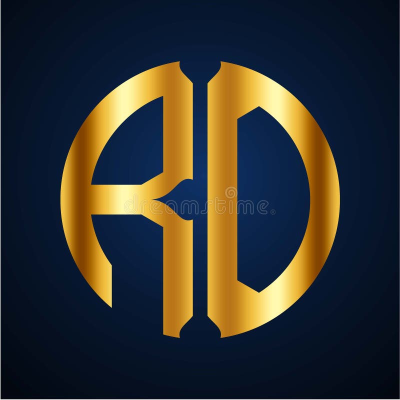 Initials R D circular shape and elegant gold color vector illustration