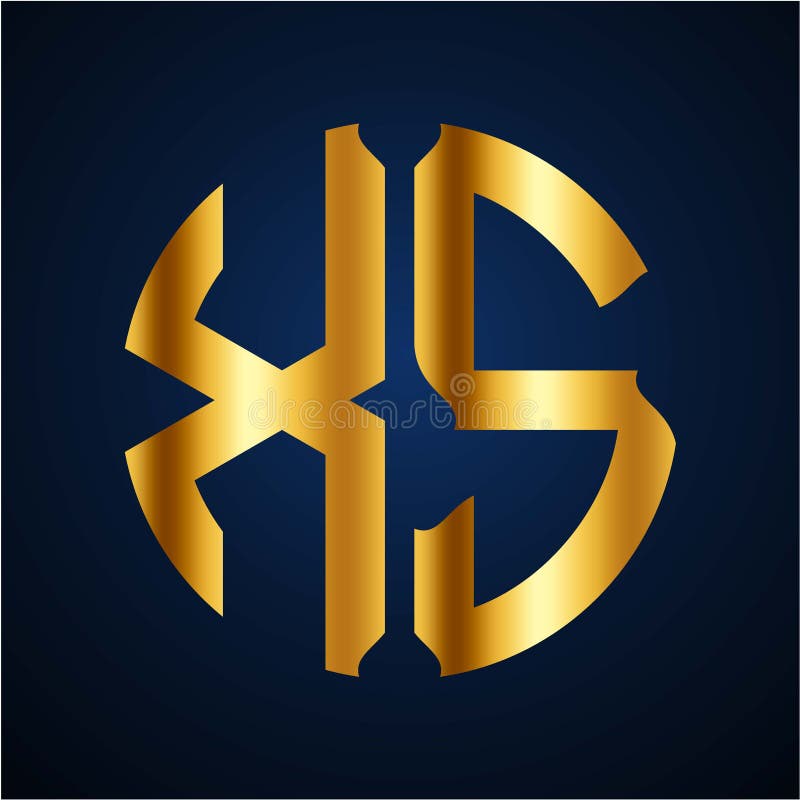 Initials X S circular shape and elegant gold color stock illustration