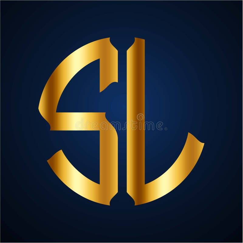 Initials S L circular shape and elegant gold color stock illustration