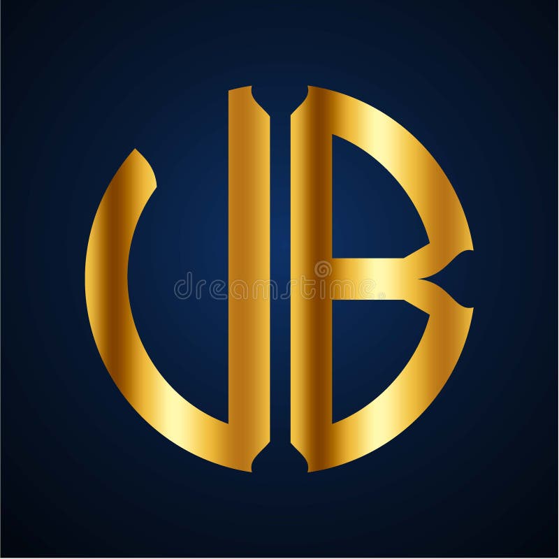 Initials U B circular shape and elegant gold color royalty free illustration