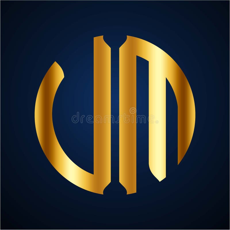 Initials U M circular shape and elegant gold color vector illustration