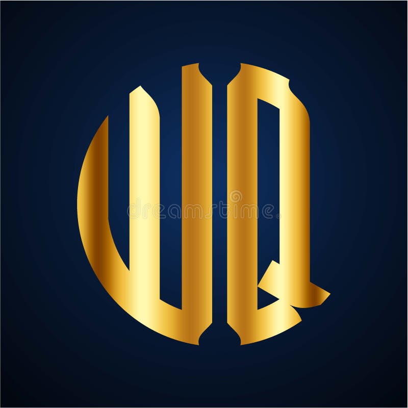 Initials W Q circular shape and elegant gold color royalty free illustration