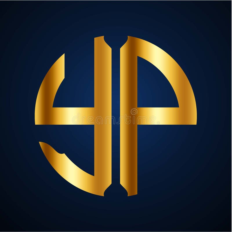 Initials Y P circular shape and elegant gold color vector illustration