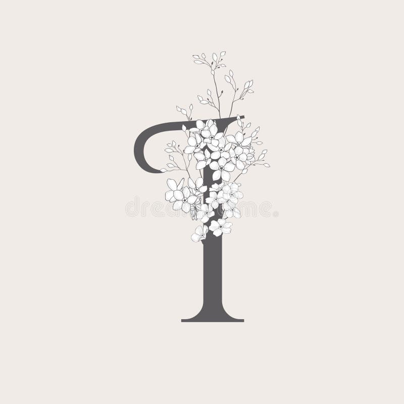 Iniziale floreale di fioritura di vettore io monogramma e logo royalty illustrazione gratis Iniziale floreale di fioritura di vettore io monogramma e logo royalty illustrazione gratis