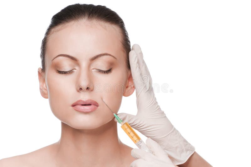 Injection cosmétique de botox dans le visage de beauté photo stock Injection cosmétique de botox dans le visage de beauté photo stock