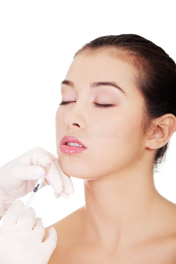 Injection cosmétique de botox dans le visage femelle images stock Injection cosmétique de botox dans le visage femelle images stock