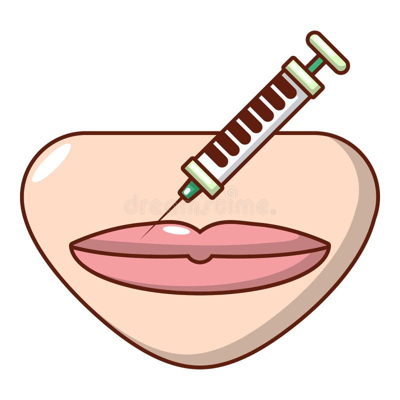 Injection Lips Icon, Cartoon Style. Stock Vector Illustration of face