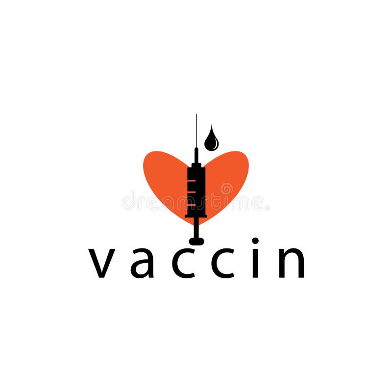 Injection vaccin love logo design vector illustration