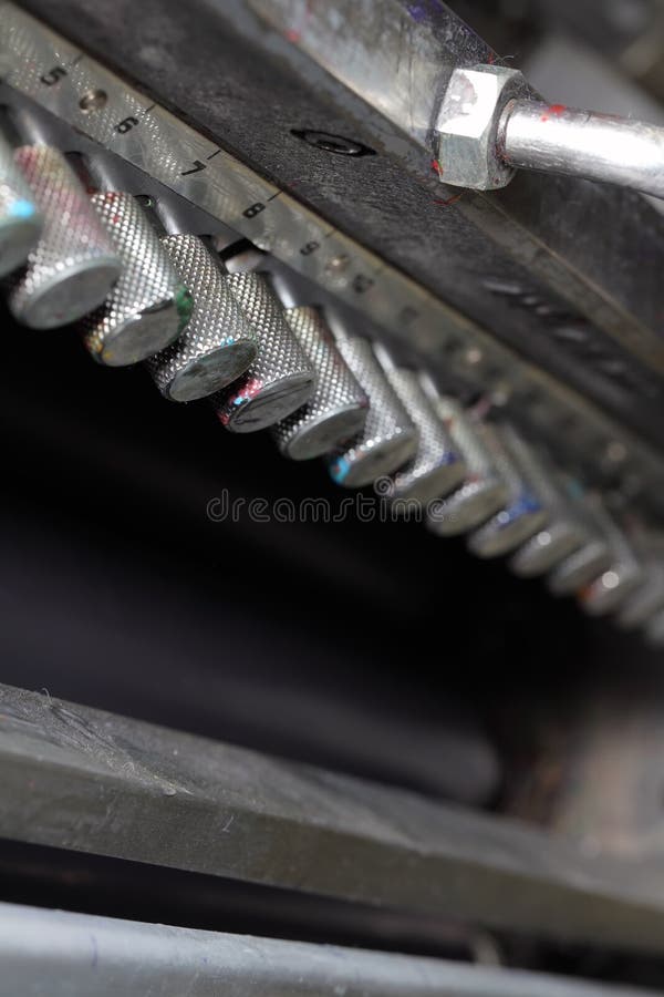 Injectors in Printing Press Stained with Paint Stock Image Image of