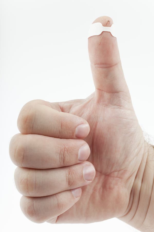 Injured thumb with bandage stock image. Image of first 19738569