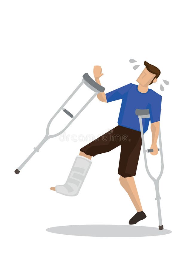 Injured young man slip and fall. Concept of accident or misfortune