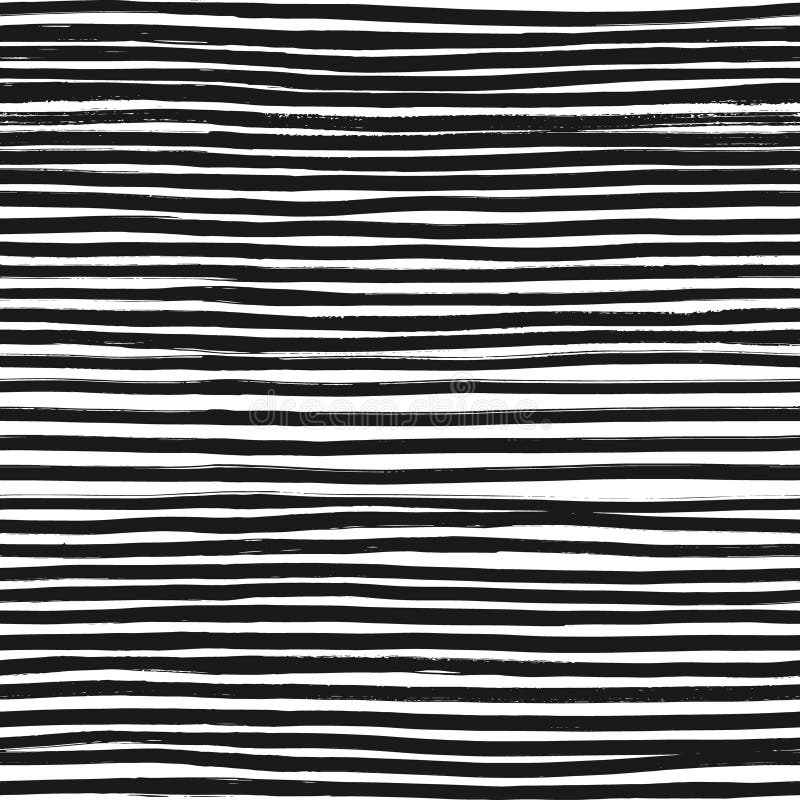 Ink Abstract Stripe Seamless Pattern. Background with artistic strokes in black and white sketchy style. Design element vector illustration
