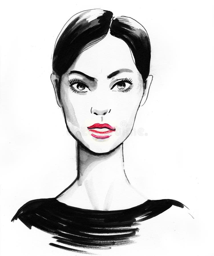 Ink beauty stock illustration. Illustration of face, beauty - 99725643