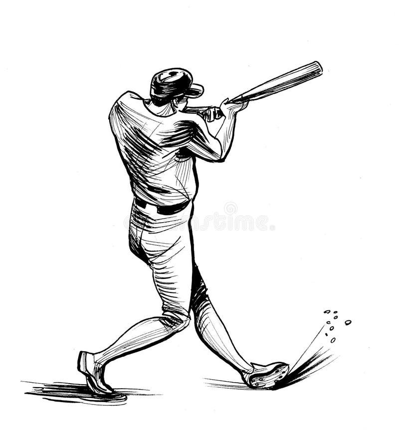 Baseball Batter Player Hitting Drawing Stock Illustrations 172