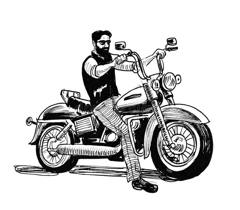 Biker on a bike stock illustration. Illustration of character - 157164622