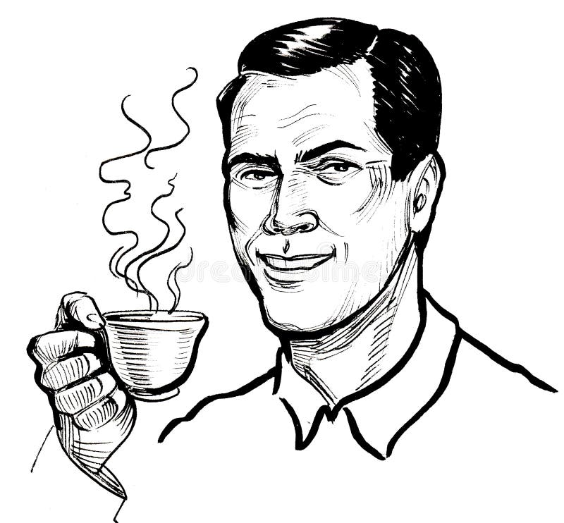 Man Drinking Coffee Sketch Stock Illustrations – 346 Man Drinking ...