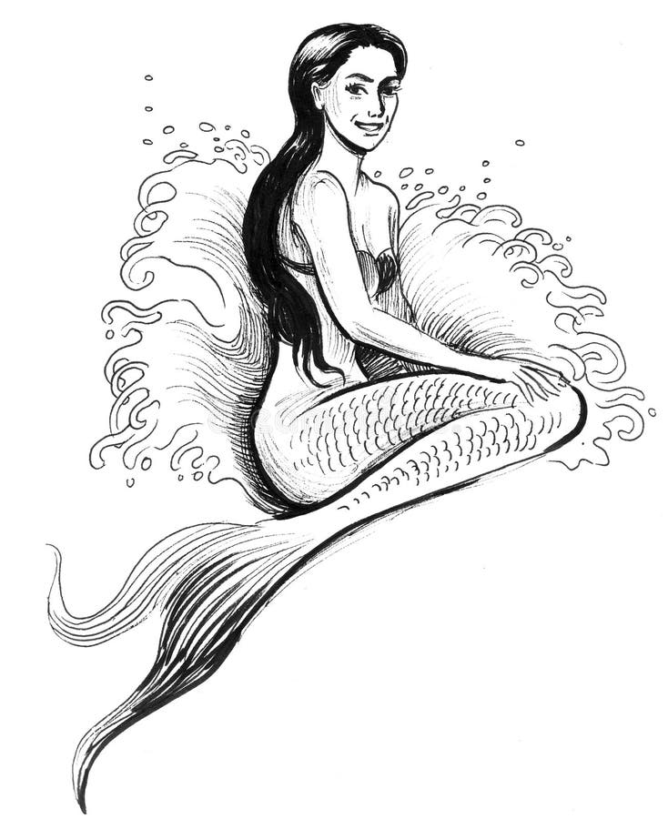 Sitting mermaid stock illustration. Illustration of character - 111077846
