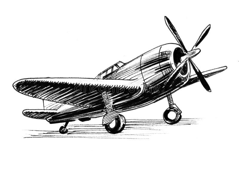 Old war plane stock illustration. Illustration of artwork - 118389650