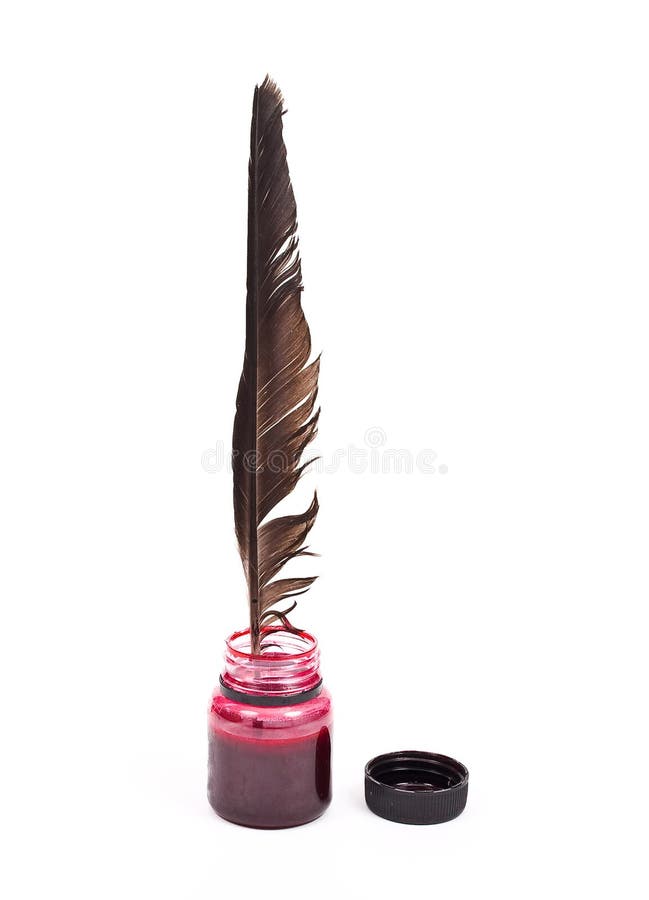 Ink bottle with the feather