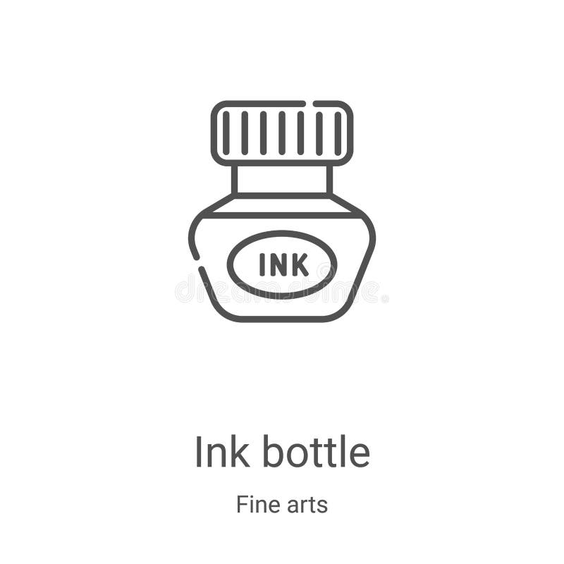 Ink Bottle Icon Vector from Fine Arts Collection. Thin Line Ink Bottle