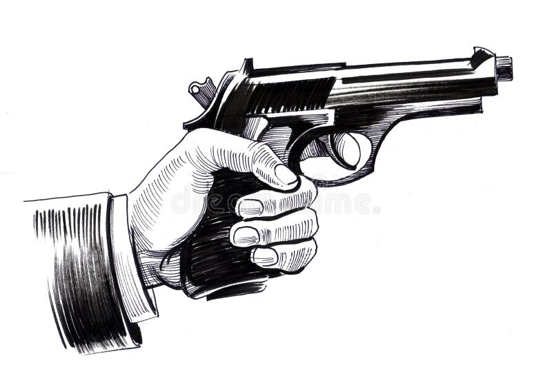Hand with a gun stock illustration. Illustration of murder - 99333603