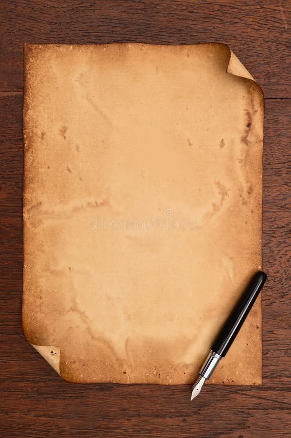 Ink Pen and Aged Paper Parchment Stock Image Image of sheet, board