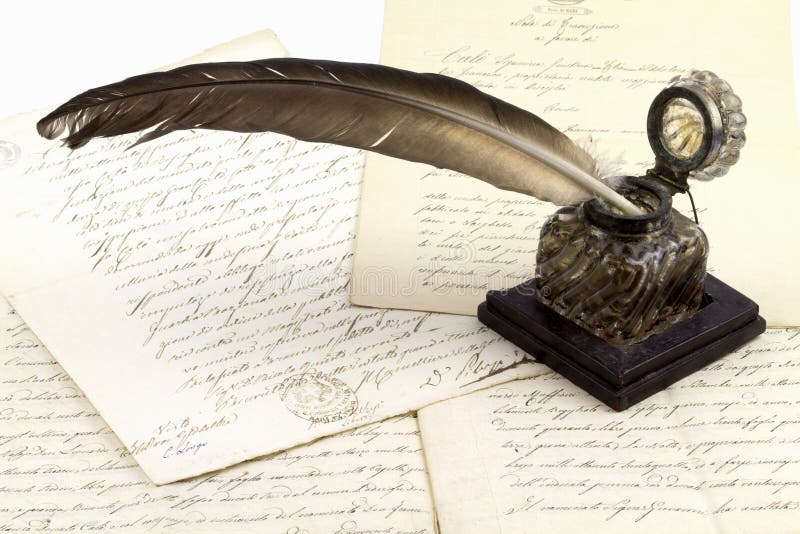 Ink pot and old documents royalty free stock photos Ink pot and old documents royalty free stock photos