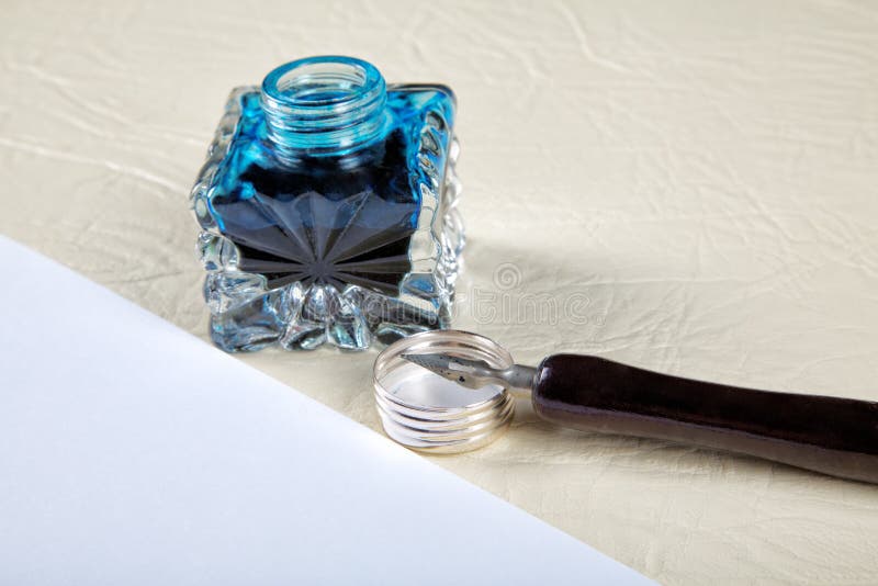 Ink Pot And Quill With Sheets Of Paper Stock Photo Image of revival
